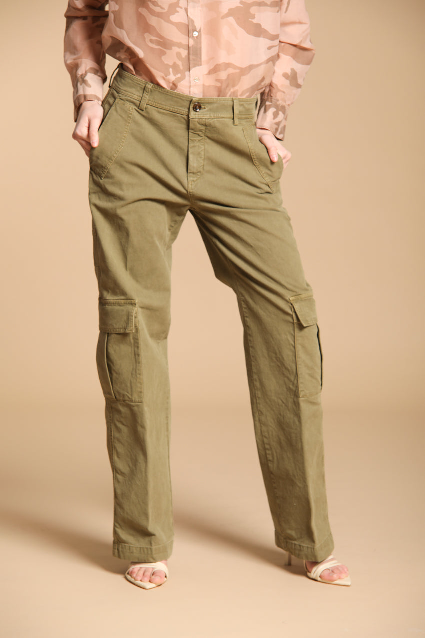 Detroit Straight pantalone chino donna in panama fiammata straight fit