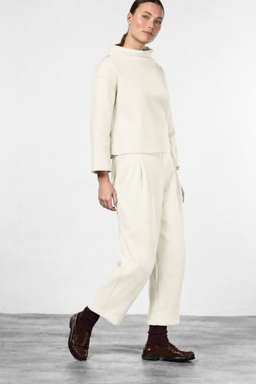 Balloon pantalon chino femme en drap de laine balloon fit