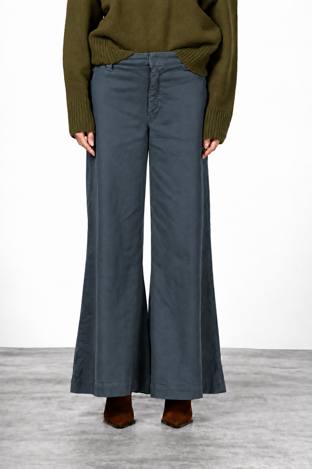 New York Palazzo pantalón chino de mujer en gabardina wide leg