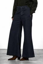 New York Palazzo pantalone chino donna in gabardina wide leg