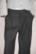 Foto 2 Ny Wide Pinces pantalone chino donna in lana unita wide leg fit