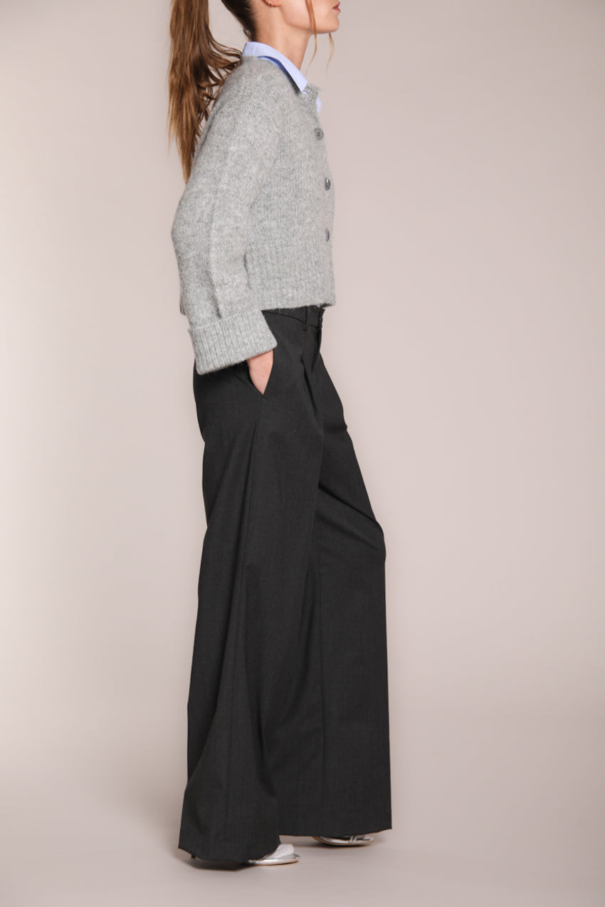 Foto 3 Ny Wide Pinces pantalone chino donna in lana unita wide leg fit