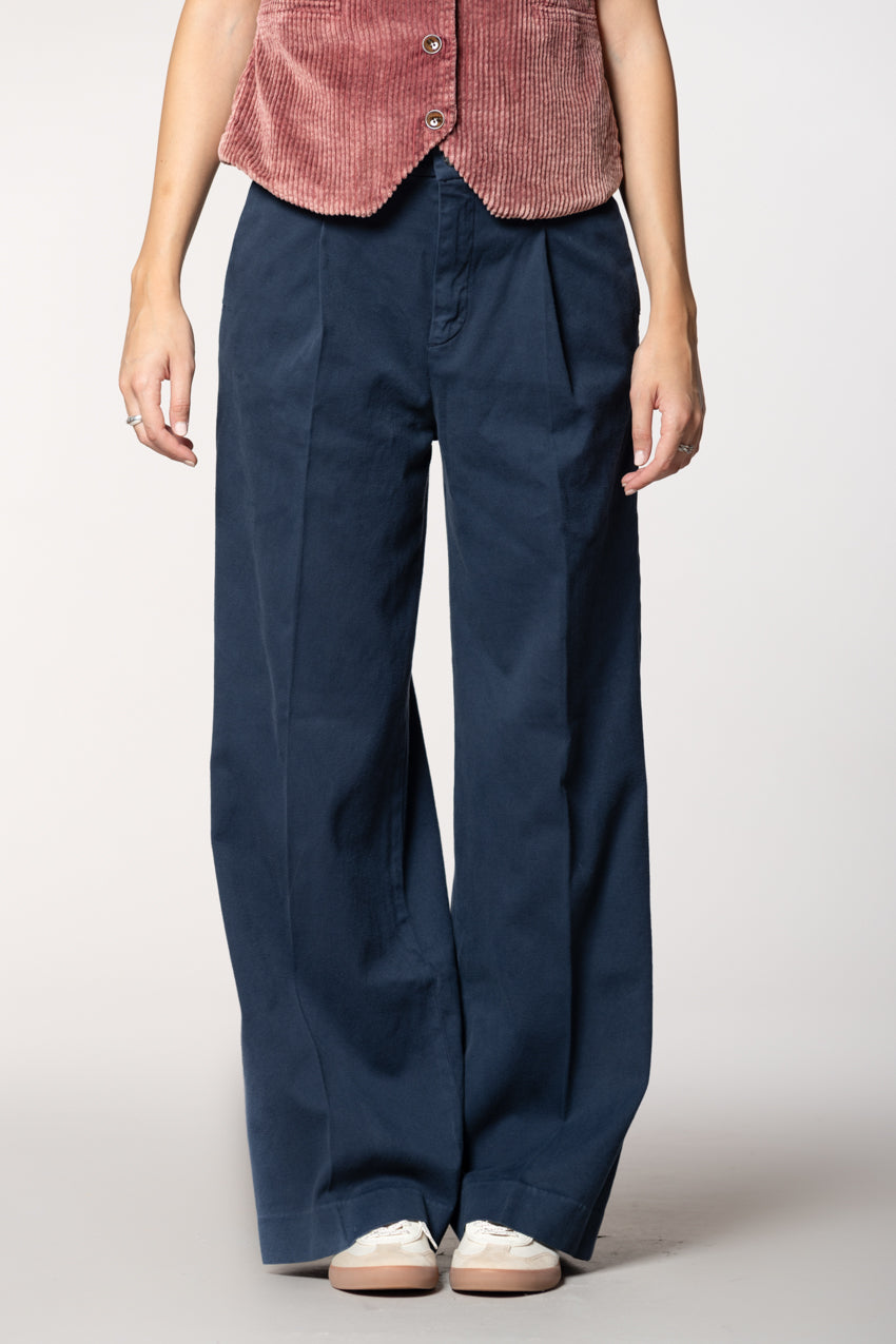 Ny Wide Pinces pantalón chino mujer en algodón y cachemira wide leg 