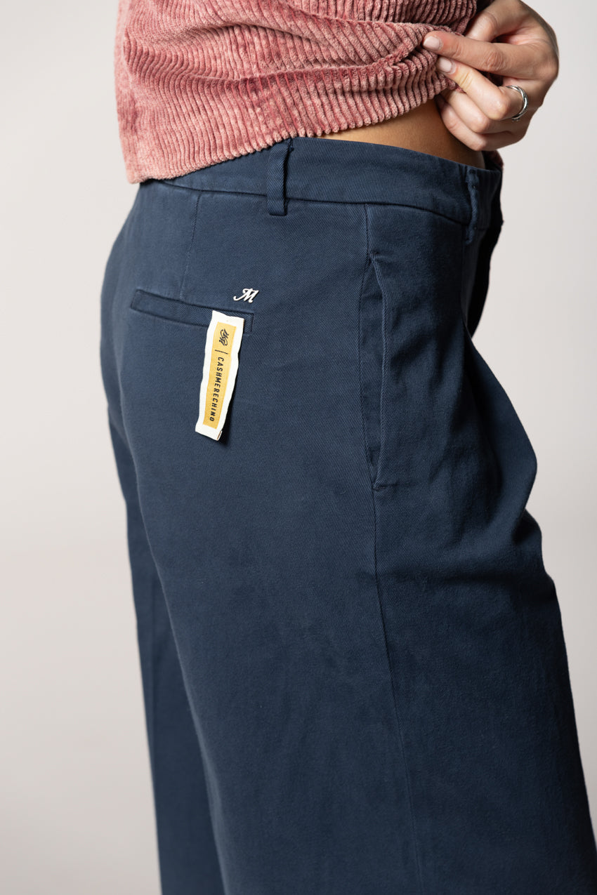 Ny Wide Pinces pantalón chino mujer en algodón y cachemira wide leg 