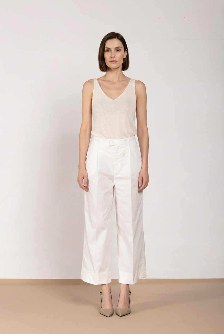 New York Wide pantalón chino mujer en tela de paracaídas wide leg