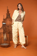 Francis women's Cargo Jogger pants in cotton and linen twill wide leg
