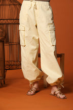 Francis women's Cargo Jogger pants in cotton and linen twill wide leg