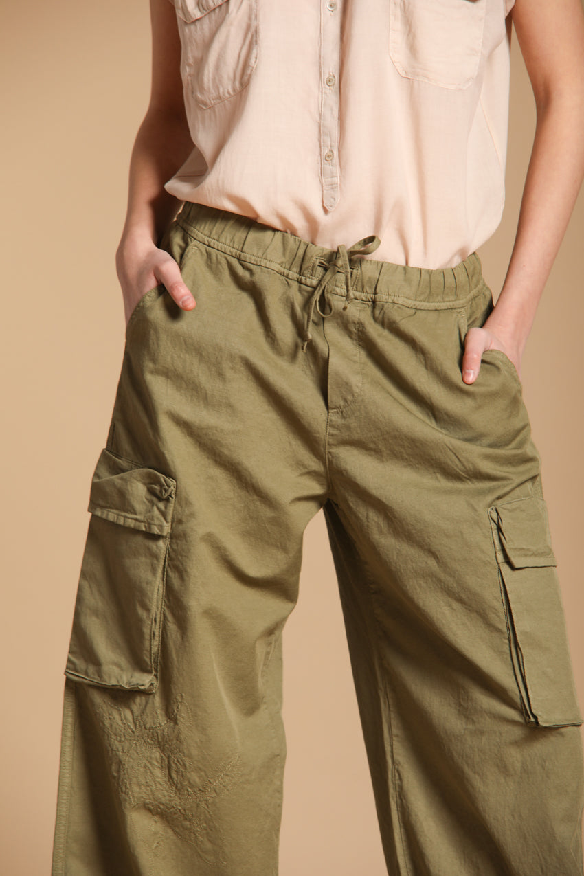 Francis women's Cargo Jogger Pants in cotton and linen twill wide leg 