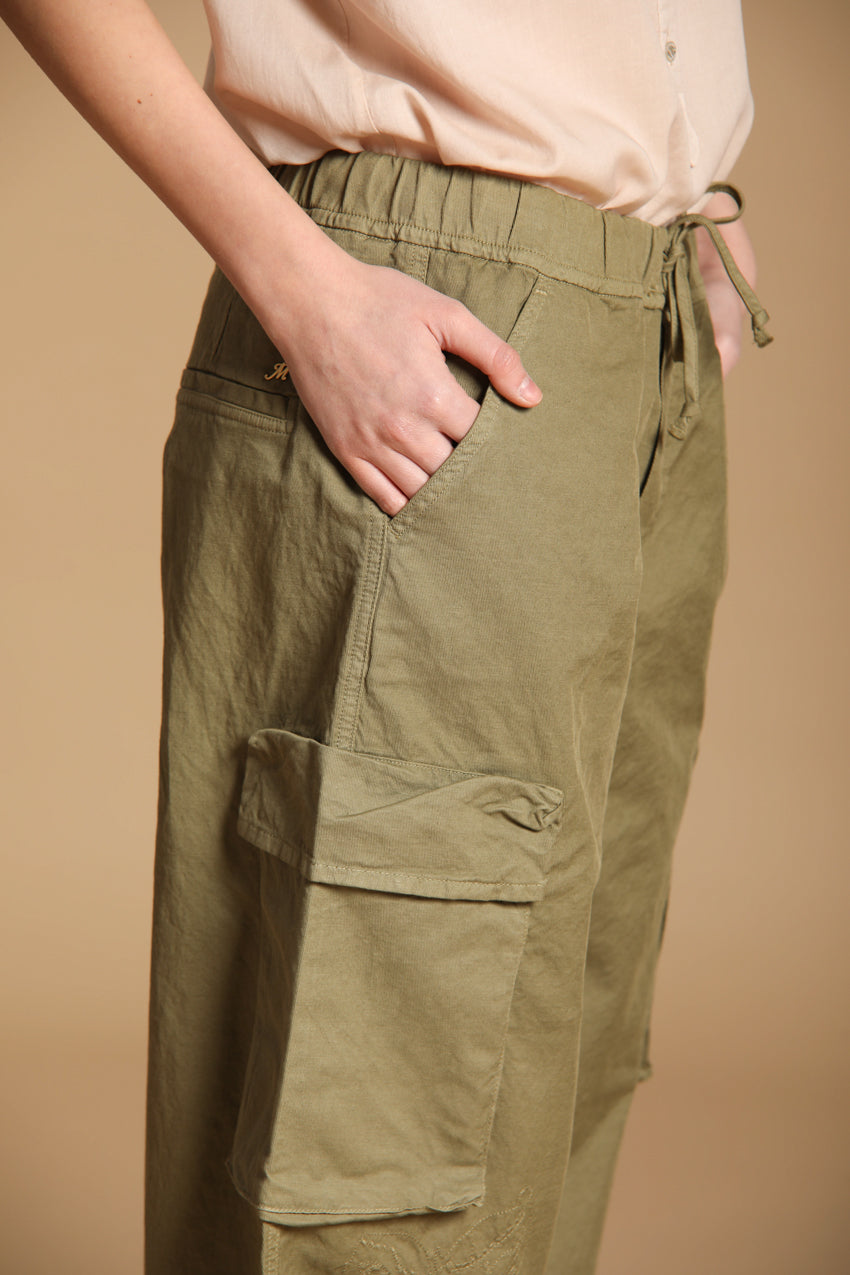 Francis women's Cargo Jogger Pants in cotton and linen twill wide leg 