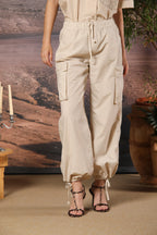 Francis women's Jogger Cargo pants in poplin wide leg 