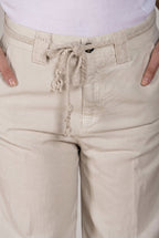New York Studio pantalone chino donna in twill di cotone e lino straight fit