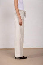 New York Studio pantalone chino donna in twill di cotone e lino straight fit