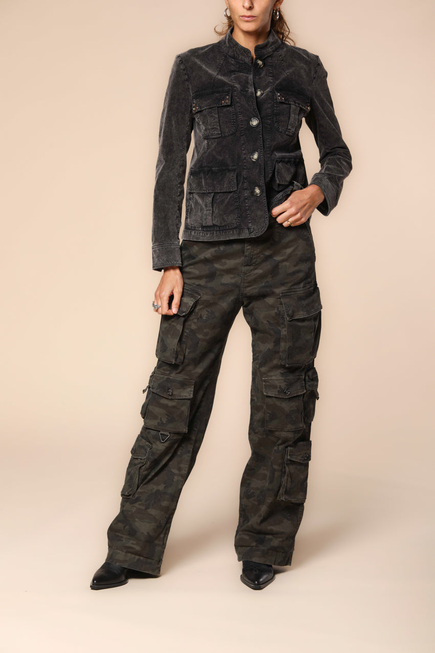 New Hunter pantalon cargo femme en satin avec imprimé camouflage coupe straight ①