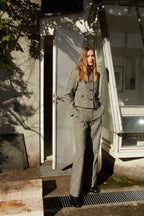 New York Studio pantalone chino donna in resca paillettes wide leg