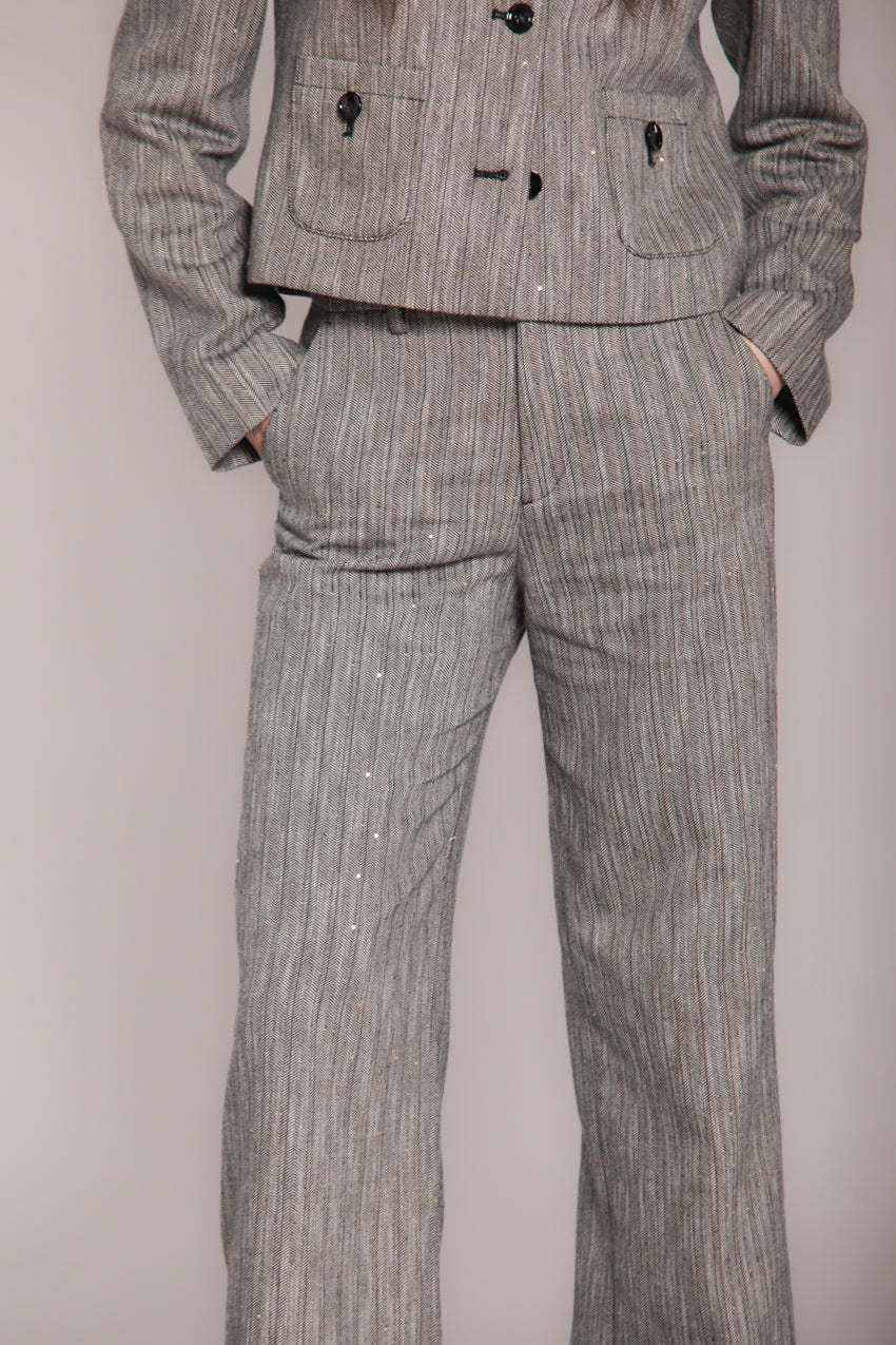 Foto 4 New York Studio pantalone cargo donna in resca paillettes wide leg