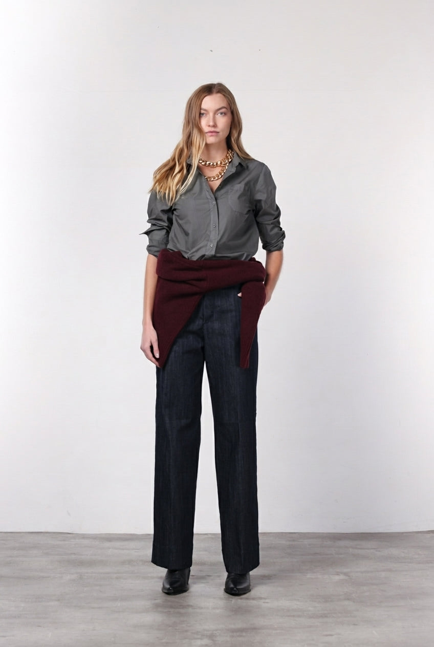 New York Studio Damen-Chinohose aus Stretch-Denim, Straight Fit