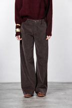 New York Studio pantalone chino donna in velluto liscio straight fit