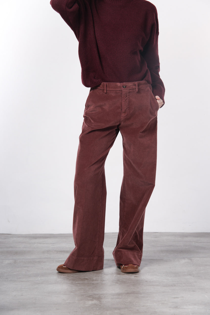 New York Studio Damen-Chinohose aus glattem Samt, Straight Fit