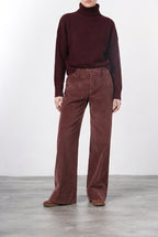 New York Studio Damen-Chinohose aus glattem Samt, Straight Fit