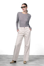 New York Studio women’s chino trousers in satin, straight fit