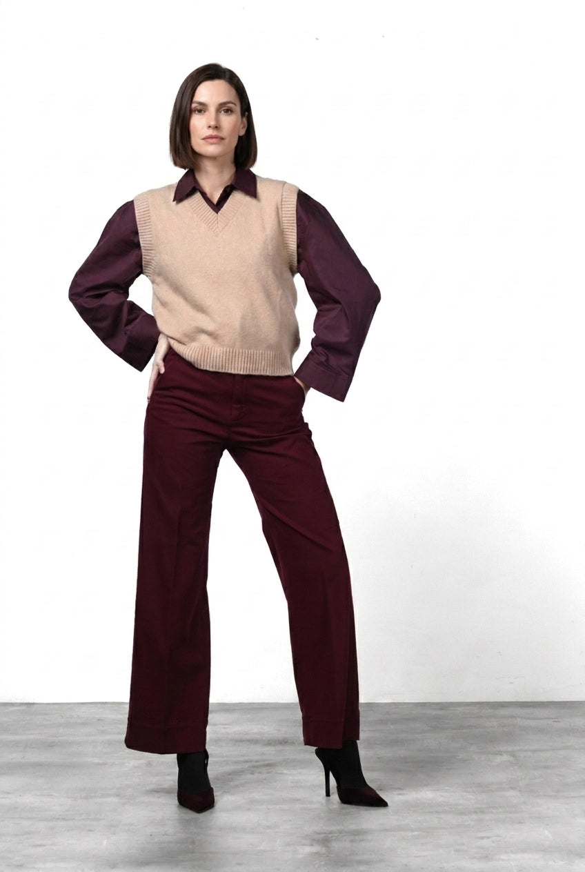 New York Studio pantalón chino de mujer en raso straight fit