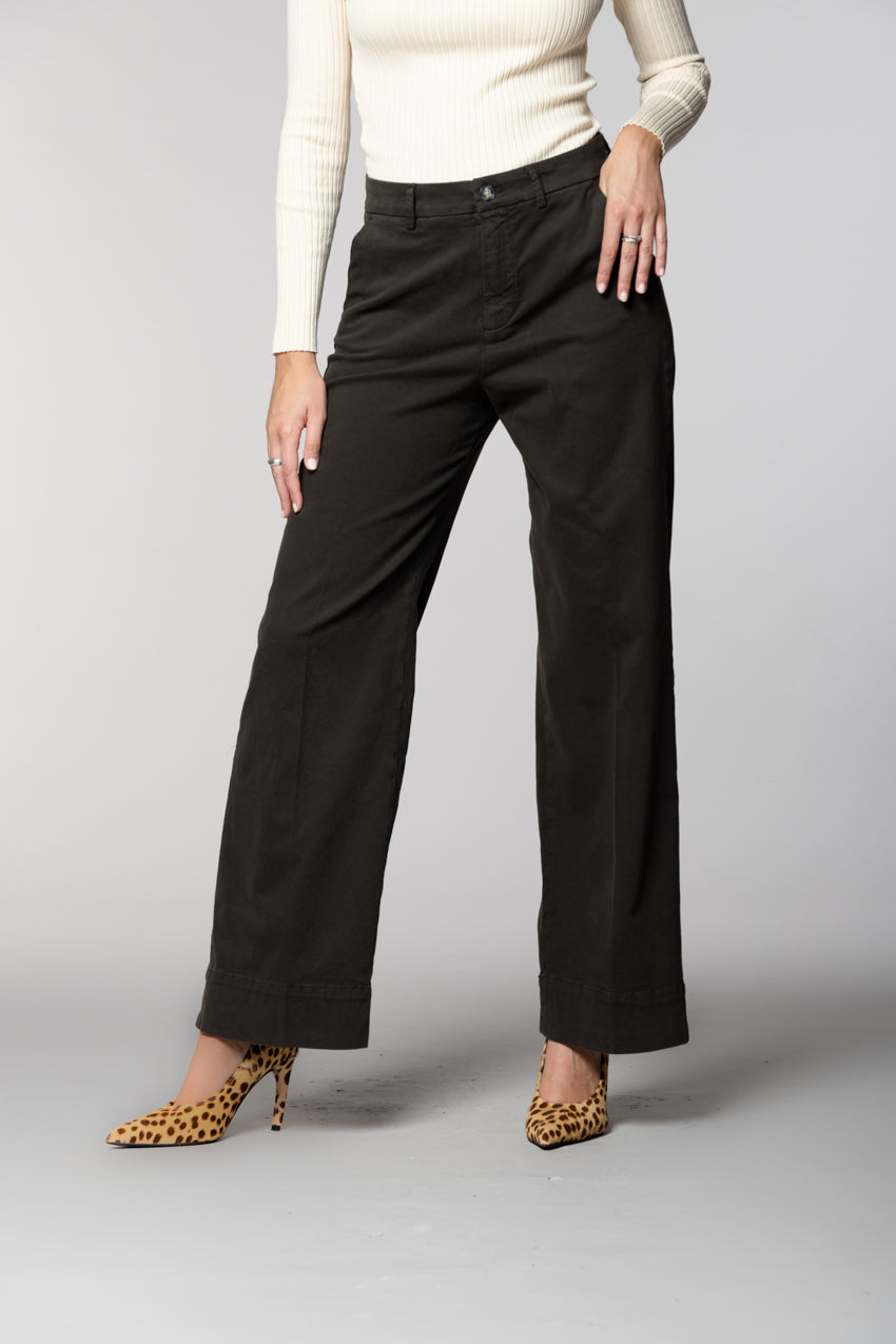 New York Studio pantalón chino mujer en mezcla de algodón y lana wide leg