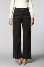 New York Studio pantalón chino mujer en mezcla de algodón y lana wide leg 