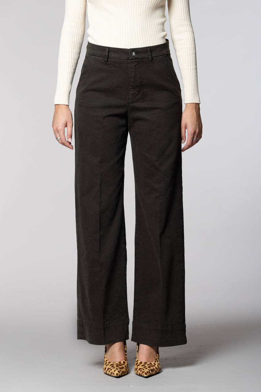 New York Studio pantalon chino femme en mélange coton-laine coupe wide leg 