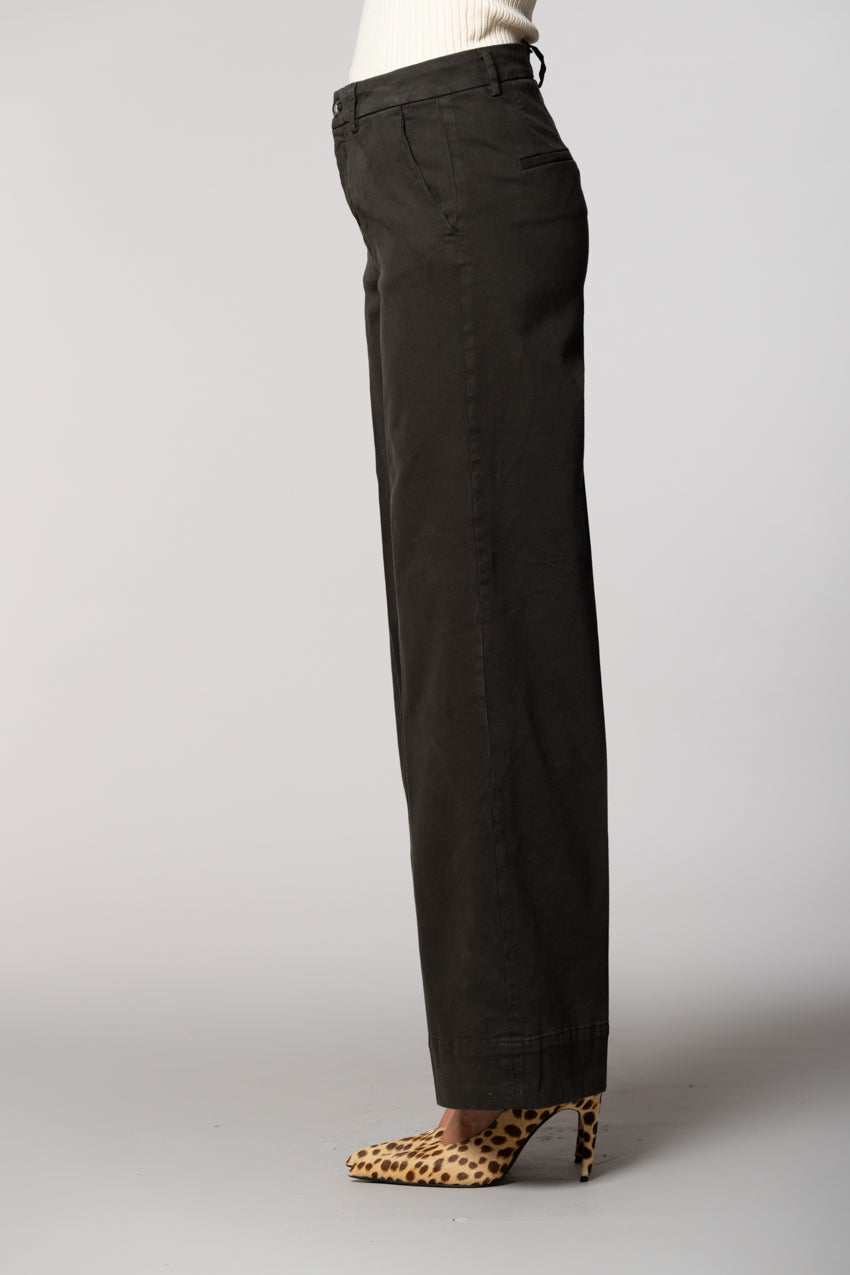 New York Studio pantalón chino mujer en mezcla de algodón y lana wide leg 