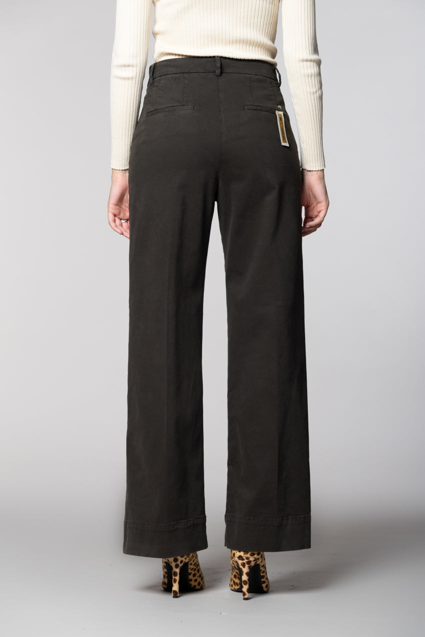 New York Studio pantalón chino mujer en mezcla de algodón y lana wide leg 