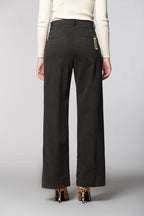 New York Studio pantalón chino mujer en mezcla de algodón y lana wide leg 