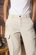 New York Studio women's Cargo Pants in slub cotton panama wide leg