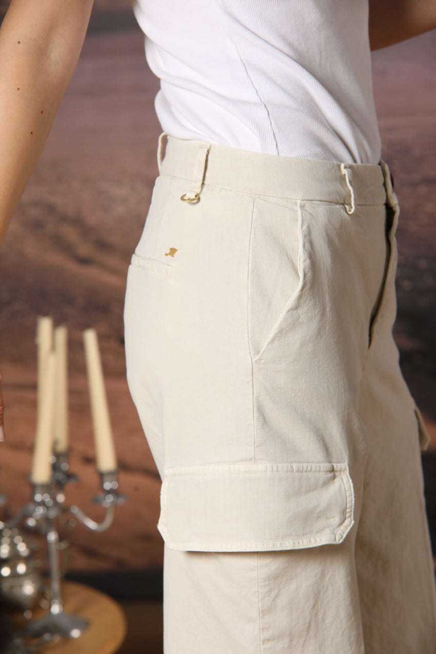 New York Studio women's Cargo Pants in slub cotton panama wide leg