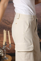 New York Studio women's Cargo Pants in slub cotton panama wide leg