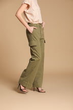 New York Studio women's Cargo Pants in slub cotton panama wide leg