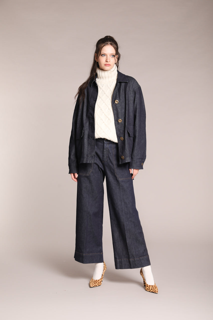 Foto 3 Dallas Wide pantaloni cargo donna in denim stretch wide leg