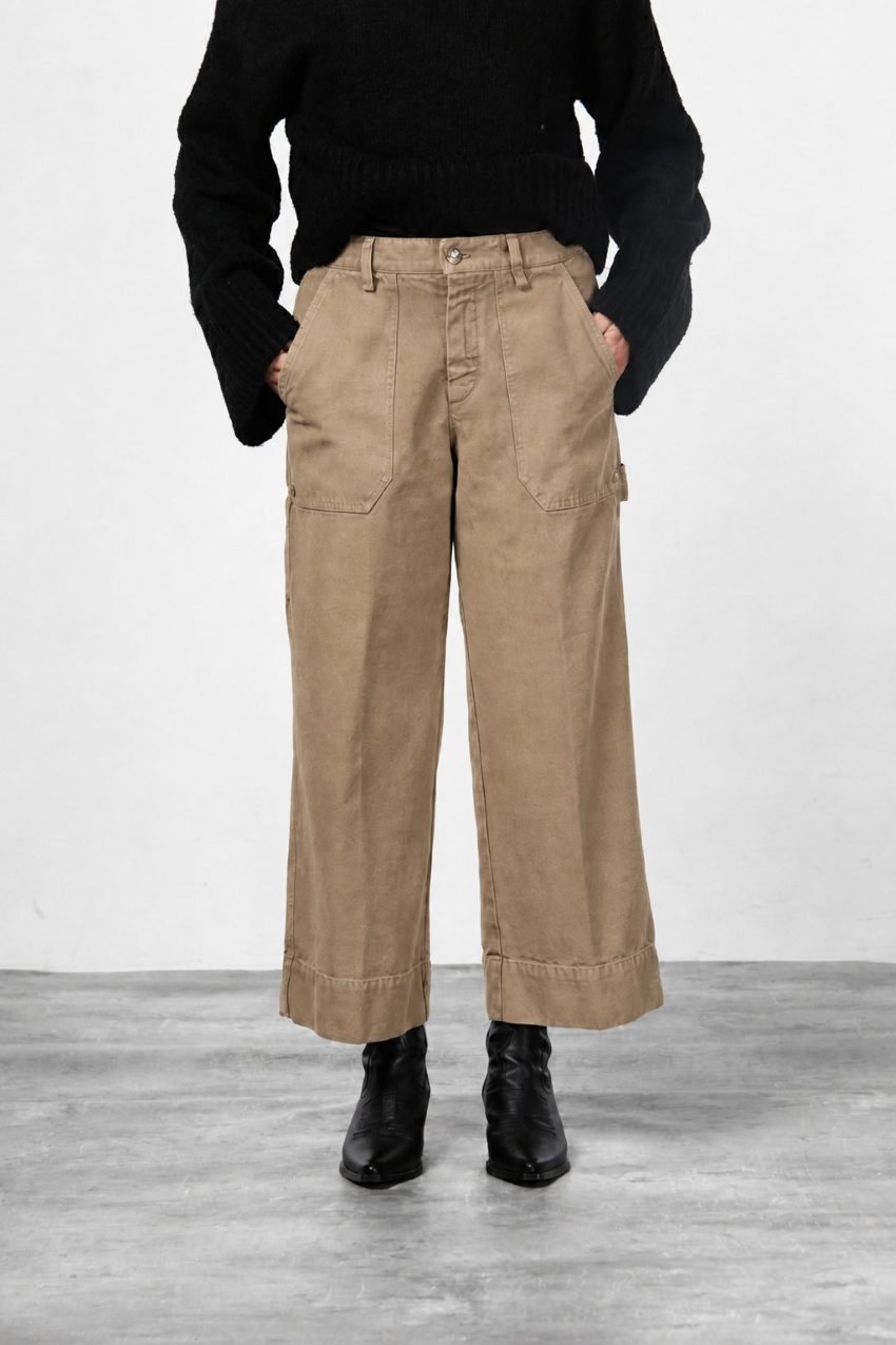 Dallas Wide pantalón chino de mujer en canvas straight fit