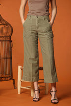 Dallas Wide pantaloni cargo donna in cotone fiammato wide leg