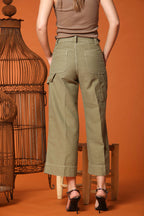 Dallas Wide pantaloni cargo donna in cotone fiammato wide leg