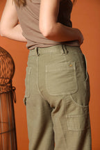 Dallas Wide pantaloni cargo donna in cotone fiammato wide leg