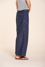 Dallas Wide pantalone cargo donna in cotone fiammato straight fit