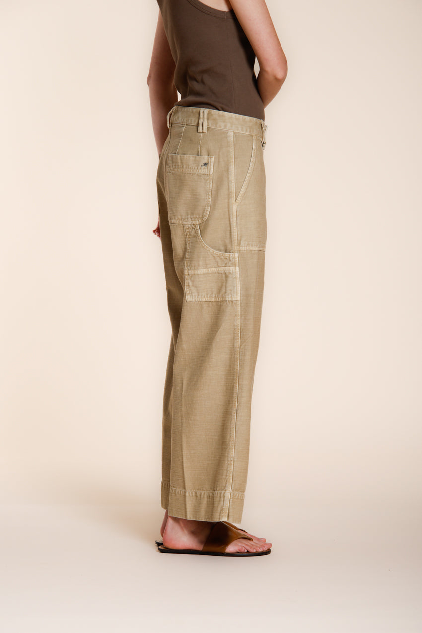 Dallas Wide women's cargo pants in slub cotton straight fit