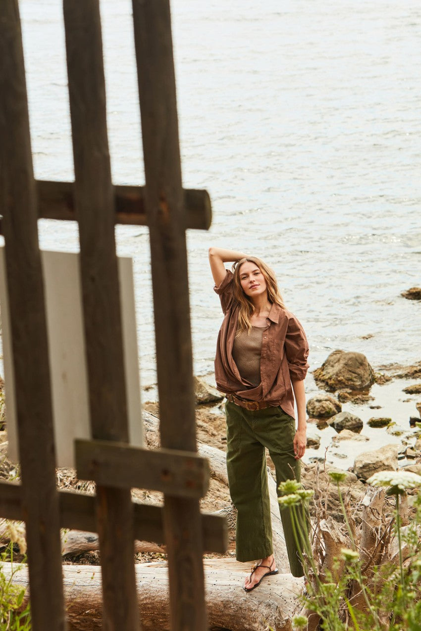 Dallas Wide Damen Cargo Hose aus Flammgarn-Baumwolle straight fit