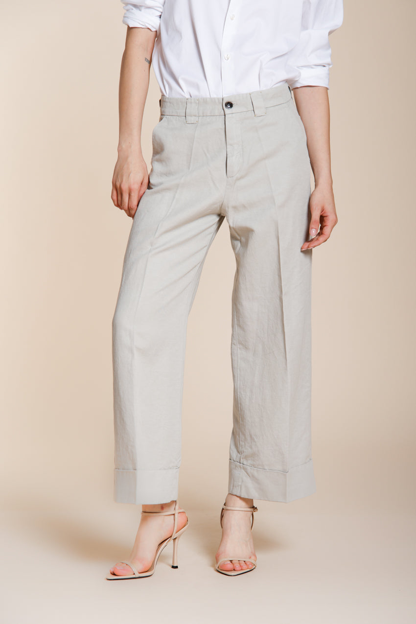 New York Studio Cropped pantalon chino femme en lin et coton straight fit
