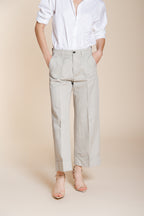 New York Studio Cropped pantalon chino femme en lin et coton straight fit