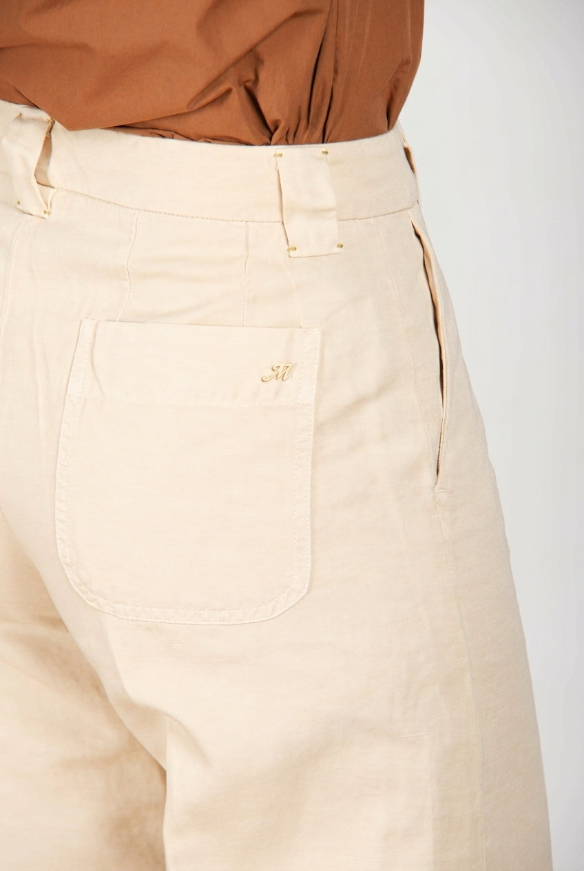 New York Studio Cropped pantalone chino donna in lino e cotone straight fit