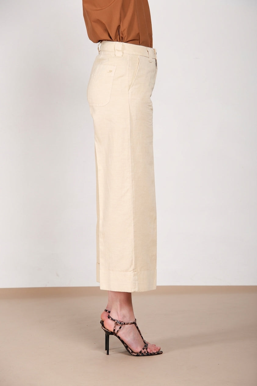 New York Studio Cropped pantalone chino donna in lino e cotone straight fit