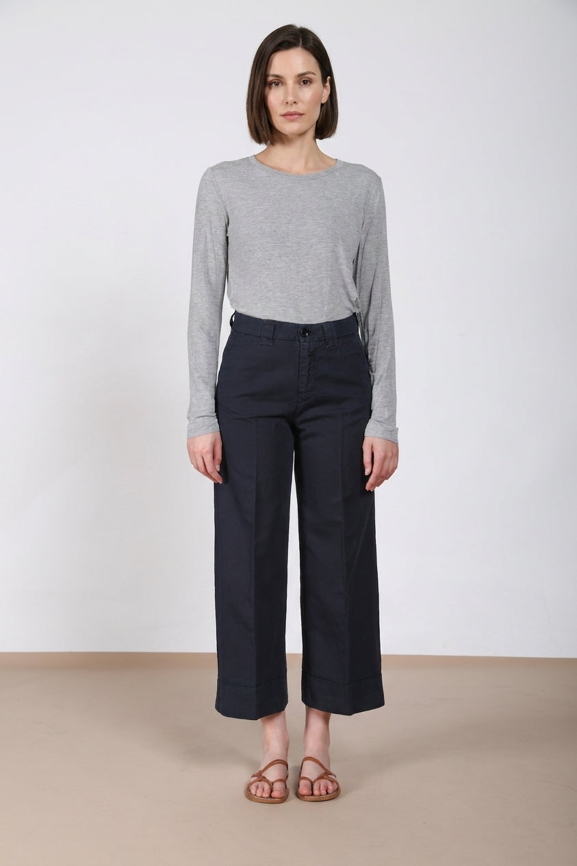 New York Studio Cropped pantalone chino donna in lino e cotone straight fit