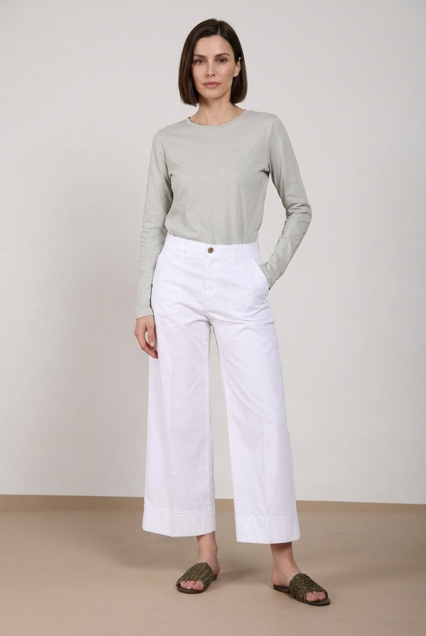 New York Studio Cropped pantalón chino mujer en gabardina straight fit