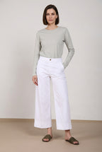 New York Studio Cropped pantalón chino mujer en gabardina straight fit